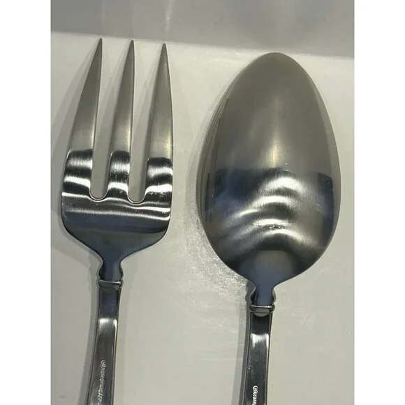 Yamazaki Gear TAPESTRY BOUQUET Serving Spoon and Fork Set Preowned Nice! - Picture 7 of 11